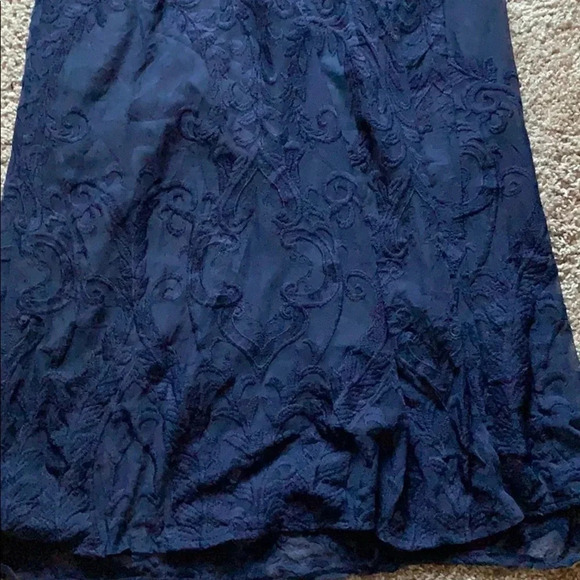 Navy Blue Brocade Halter Maxi Wrap Dress - Picture 9 of 11